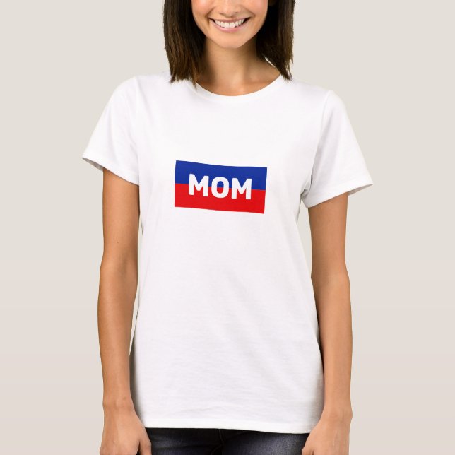 Mamá en la camiseta de las franjas azul y roja (Anverso)