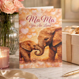 Mamá eres amada Elefante Tarjeta del Día de la Mad