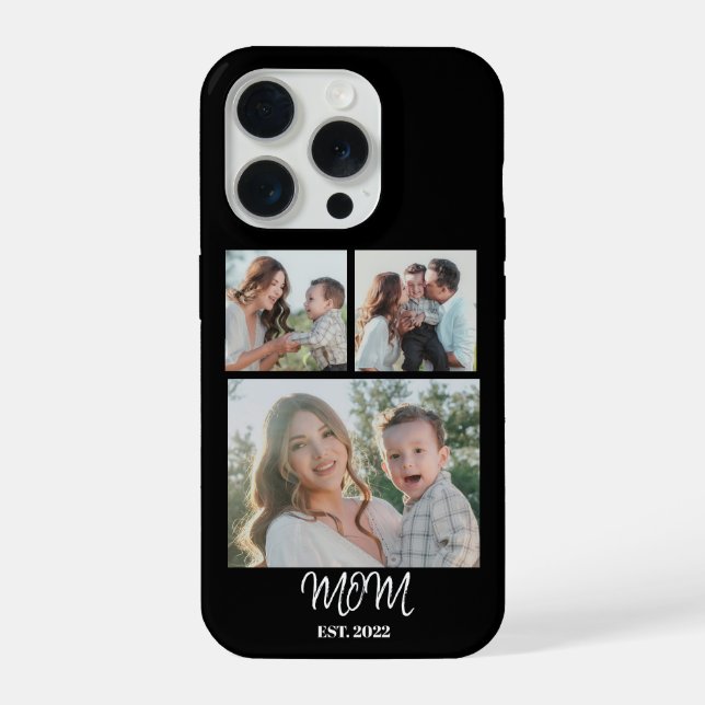 Mamá Establecida, Funda para iPhone 15 con 3 Fotos (Reverso )