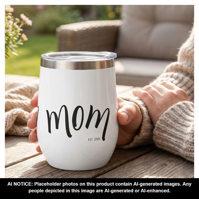 Mamá Estableció Año Personalizado Blanco Chic (Subido por el creador)