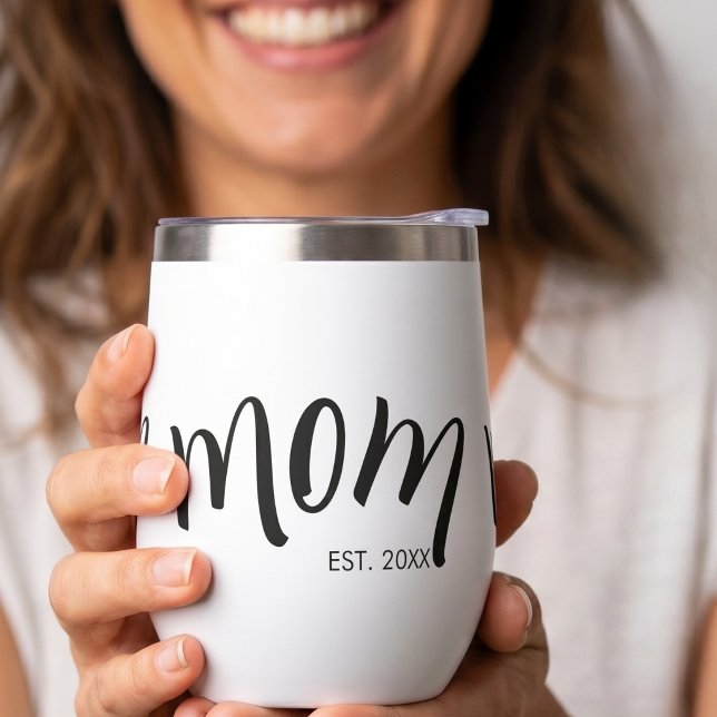 Mamá Estableció Año Personalizado Blanco Chic (Subido por el creador)