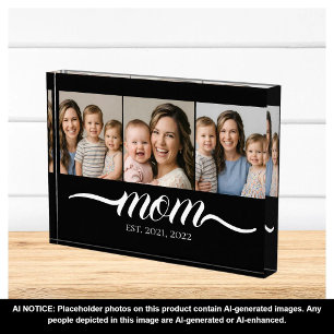 Mamá Estableció Script Negro 3 Colaje de Fotos