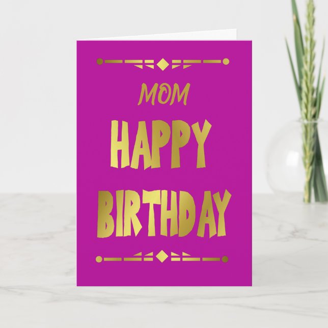Mamá Feliz cumpleaños, tarjeta moderna de tipograf (Anverso)