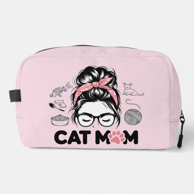 "Mamá Gata" Divertido Bolsa de aseo para mujeres a (Anverso)