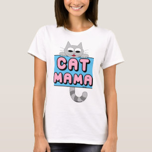"MAMÁ GATO" Camiseta Sonriente de Gato de Dibujos