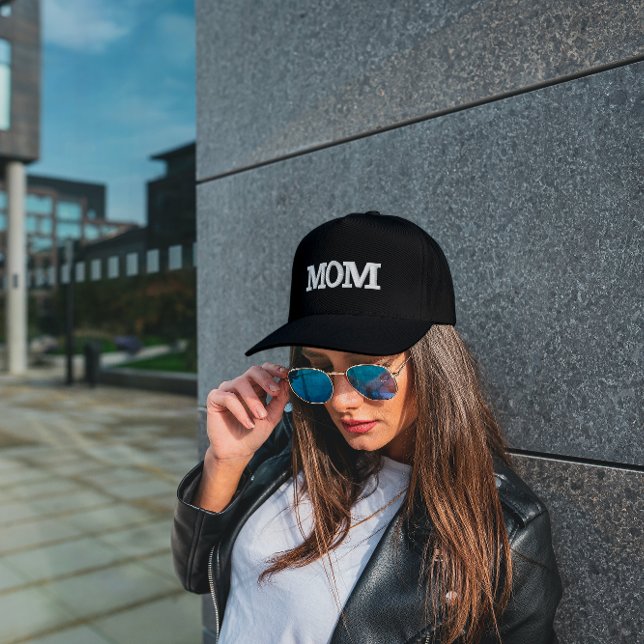 Mamá, gorra de béisbol con bordado negro y blanco (Black Mom Hat)