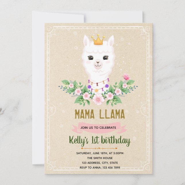 Mamá llama invitación (Anverso)
