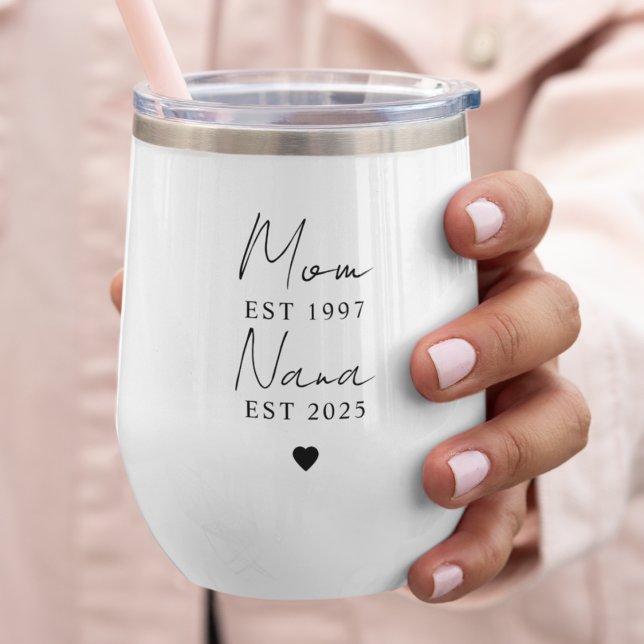 Mamá Nana EST Año Vino Tumbler | Regalo personaliz (Subido por el creador)