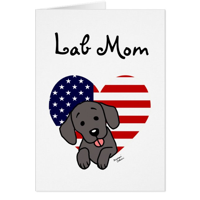 Mamá negra del laboratorio y bandera americana (Frente)