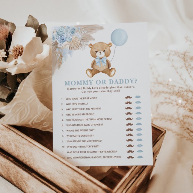Mamá o papá Boho usan tarjeta de juego Baby Shower (Subido por el creador)