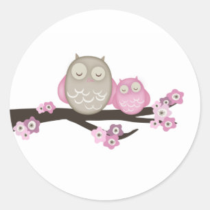 Mamá Owl y pegatinas del bebé {rosa} el  