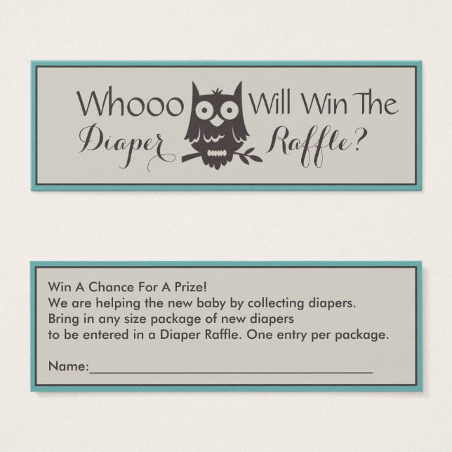 Mamá Para Ser Lechuza Baby Shower Diaper Raffle (Anverso y reverso)