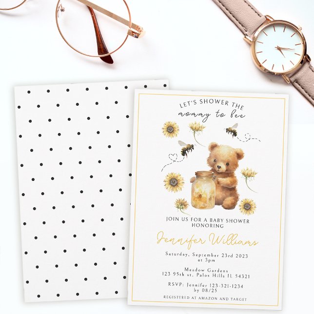 Mamá para ser miel oso bebé invitación a ducharse (Subido por el creador)