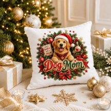 Mamá Perro De Navidad Rojo Verde Almohada Decorati
