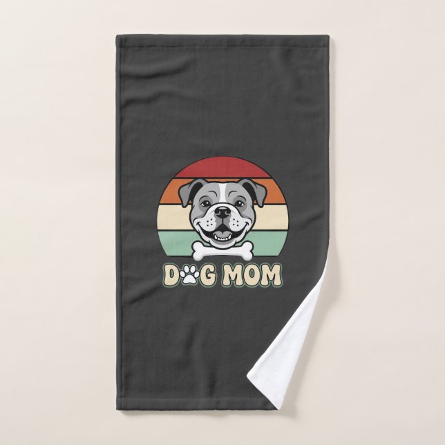Mamá Perro Retro Vector Bulldog (Toalla de mano)