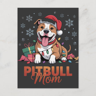Mamá Pitbull Navidad Sombrero Santa Pitbull Perra
