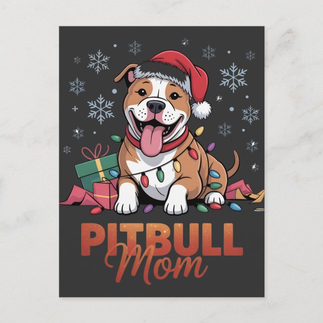 Mamá Pitbull Navidad Sombrero Santa Pitbull Perra  (Anverso)