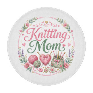 Mamá que teje - Tabla de cortar de vidrio decorati