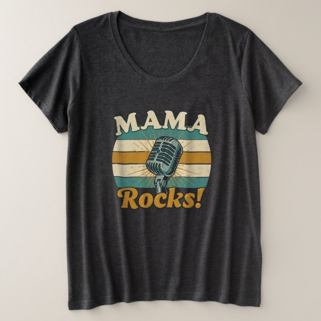 Mama Rocks Micrófono Retro Día de la Madre (Anverso del diseño)