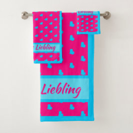 Mama`s Liebling Rosa mit blauen Herzen