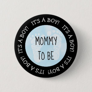 Mamá será el botón Baby Shower azul