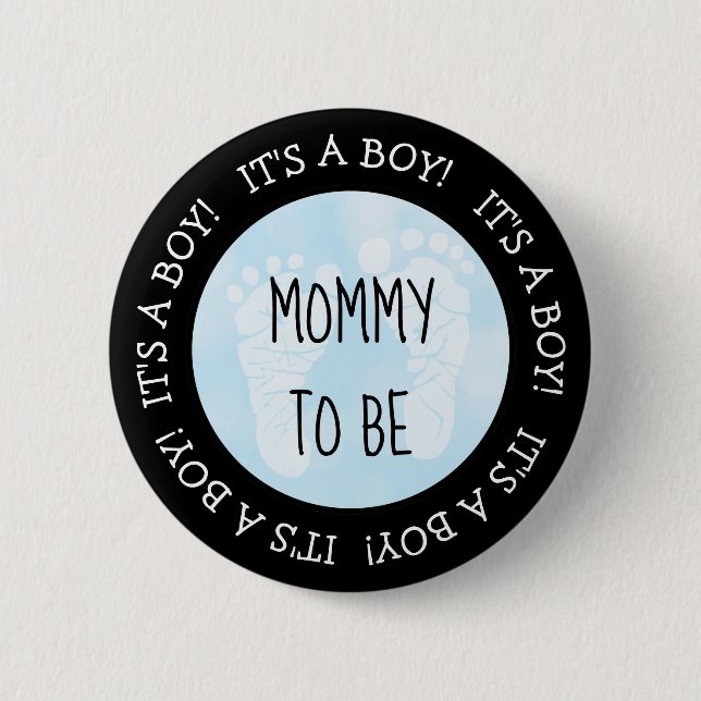 Mamá será el botón Baby Shower azul (Anverso)