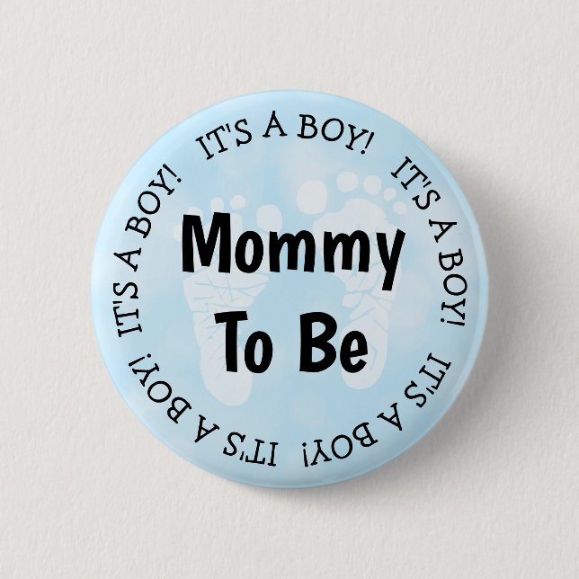 Mamá será el botón Baby Shower azul (Anverso)