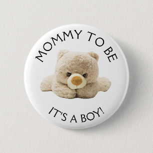 Mamá será el botón de Baby Shower "Teddy Bear"