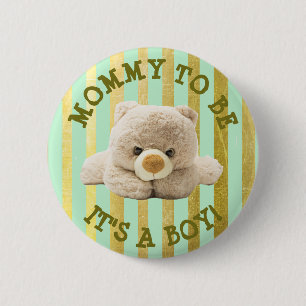 Mamá será el botón verde de Baby Shower "Teddy Bea