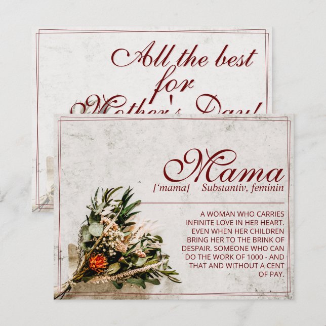 Mama - simplemente insustituible - Ramo (Anverso / Reverso)