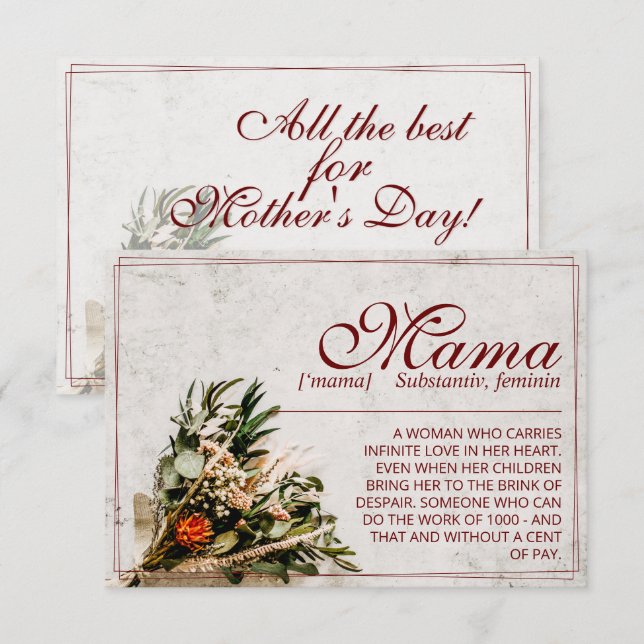 Mama - simplemente insustituible - Ramo (Anverso / Reverso)