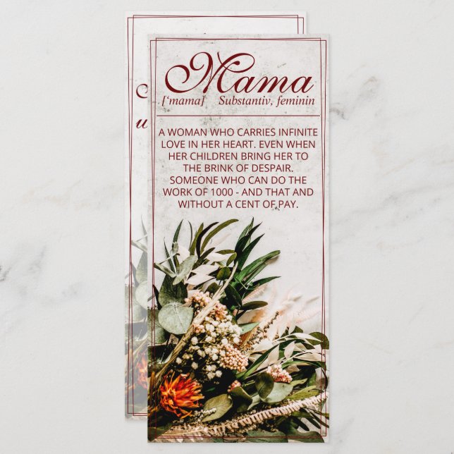 Mamá - simplemente irremplazable - Bouquet (Anverso / Reverso)