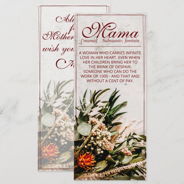 Mamá - simplemente irremplazable - Bouquet (Anverso / Reverso)