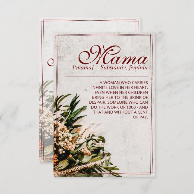 Mamá - simplemente irremplazable - Bouquet (Anverso / Reverso)