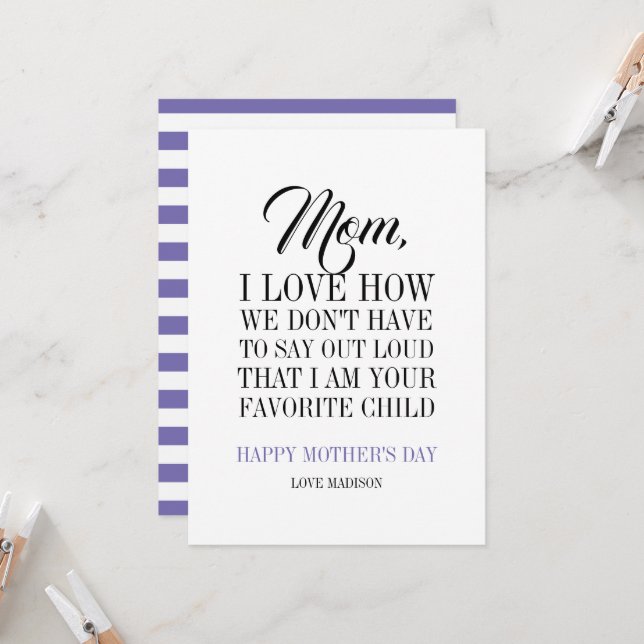 Mamá, soy tu tarjeta del día de tu hija favorita (Anverso/Reverso In Situ)