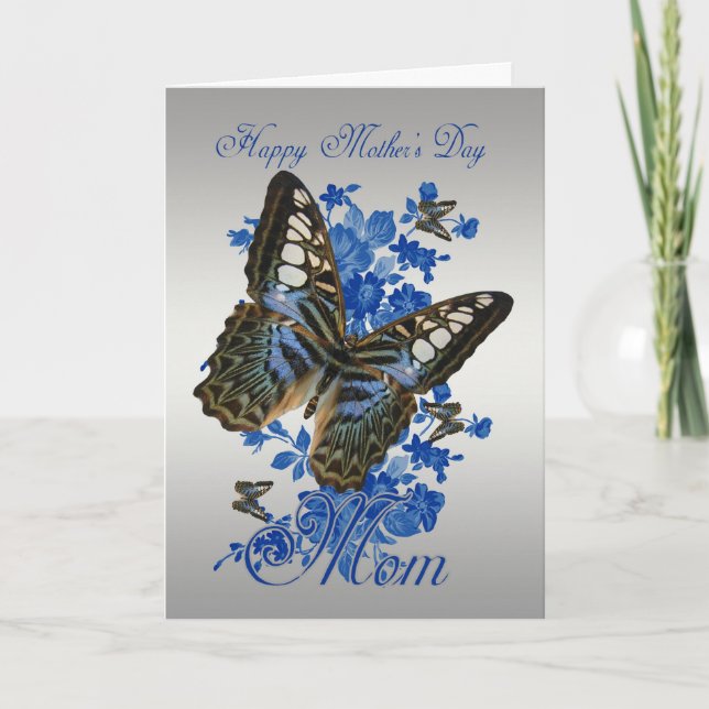 Mamá, tarjeta del día de la madre con mariposas (Anverso)