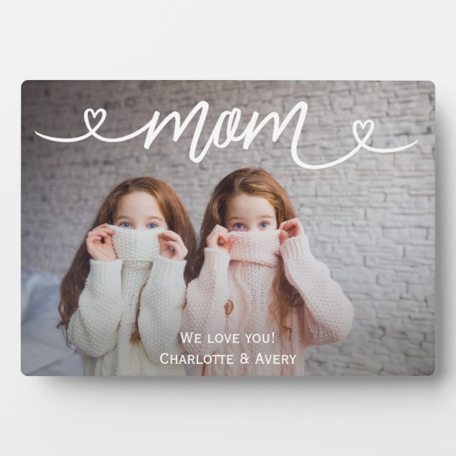 Mamá te ama la placa fotográfica personalizada (Frente)