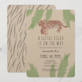 Mamá Tiger & Cub Kraft Invitación de Baby Shower a