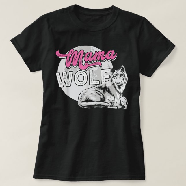 Mama Wolf protege a su pequeña camiseta (Diseño del anverso)