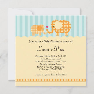 Mamá y bebé elefante Unisex Baby Shower Invitación