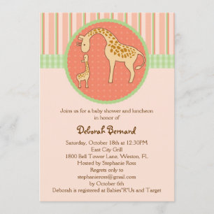 Mamá y bebé Giraffe Unisex Invitación Baby Shower