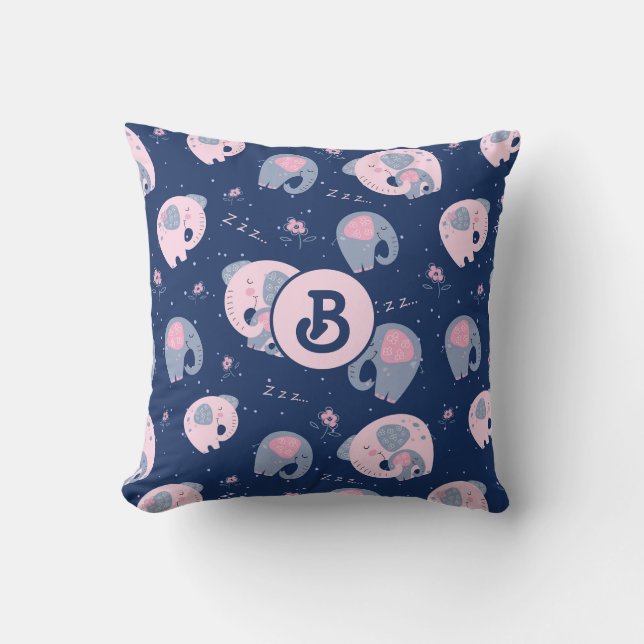 Mamá y el Cojín decorativo del elefante bebé (Anverso)