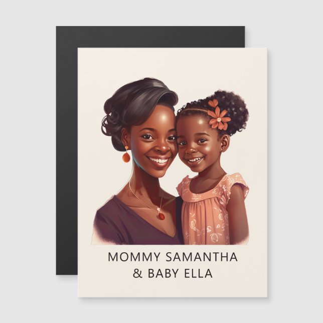 Mamá y hija negras personalizadas (10) (Anverso/Reverso)