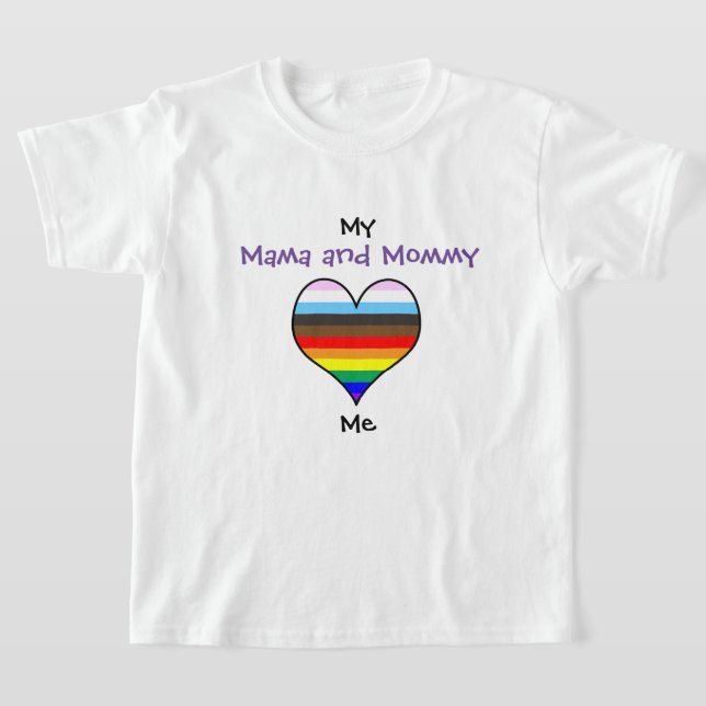 Mamá y mamá Camiseta del Corazón Arcoiris (Distribución)