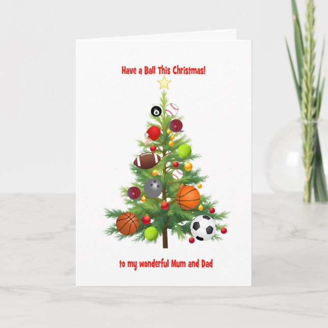 Mamá y papá Árbol de Navidad decorado con bolas (Anverso)