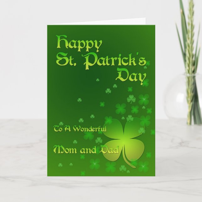 Mamá y papá, tarjeta de feliz día de San Patricio (Anverso)