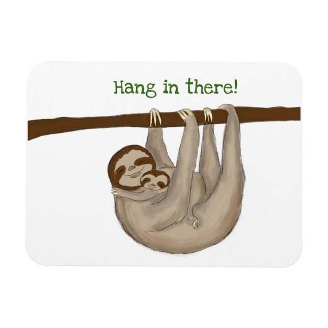 Mamá y pereza de bebé 'cuelgue ahí' imán de nevera (Horizontal)