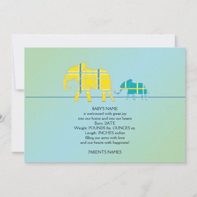 Mamá y yo Invitación de bebé elefante azul (Anverso)