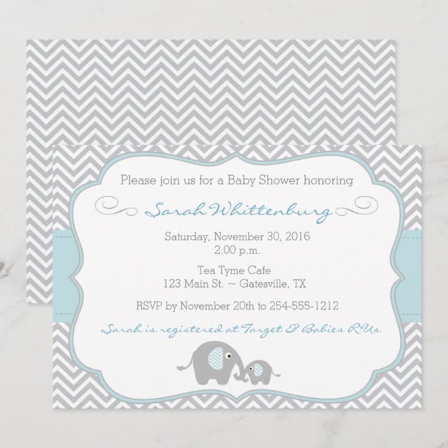 Mamá y yo invitación de Chevron Baby Shower del (Anverso / Reverso)