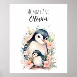 Mamá y yo   Pingüino   Arte de guardería de animal